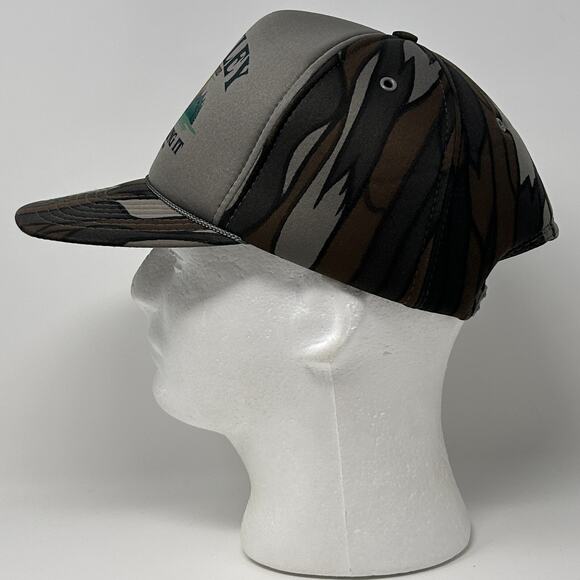Vintage 90s Funkley Bar & Lounge Hat Cap Gray Camouflage Minnesota Snapback - Picture 6 of 9